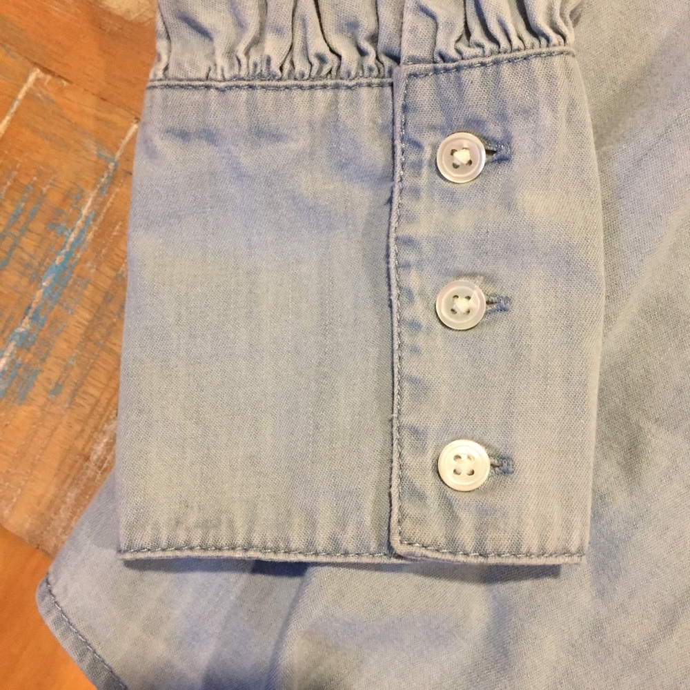 NWT Joie Aubrielle Chambray Top Small Cotton Silk blue - Picture 6 of 7